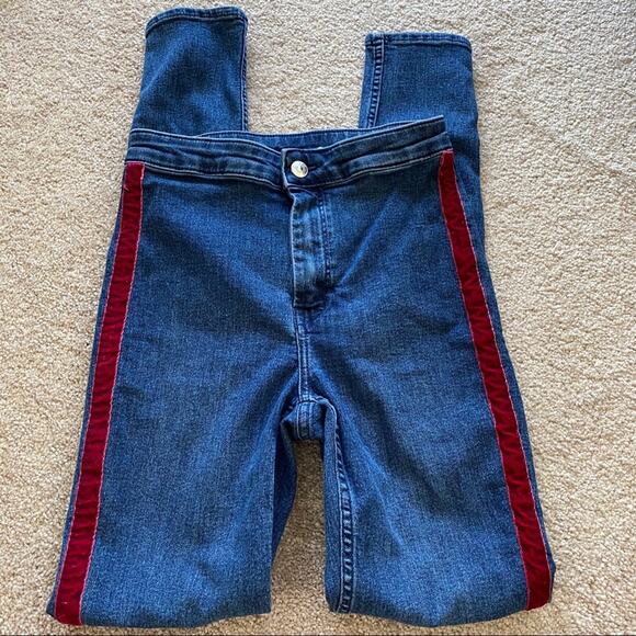 H&M Divided Velour Stripe Denim Skinny Jean Size 4 - Picture 6 of 8